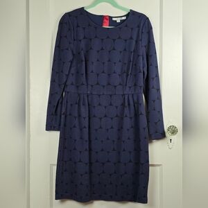 Boden Navy and Black Geometric Knit Sheath Dress Size 12